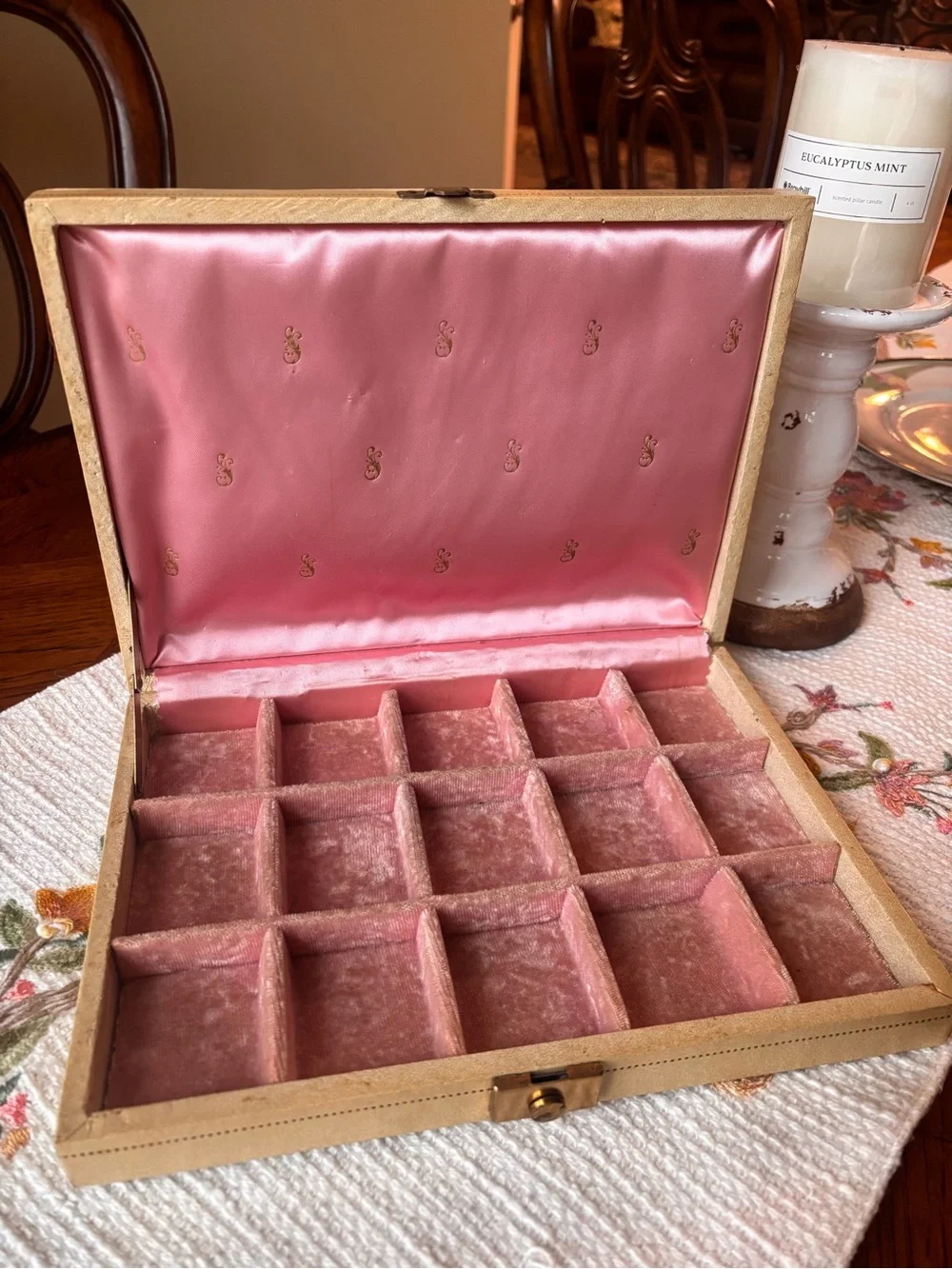 Vintage Pink Velvet Jewelry Organizer Box Mele brand
